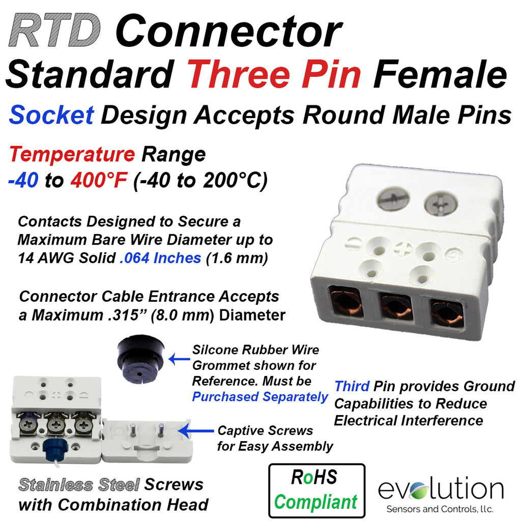 RTD Connector Standard 3 Pin Female