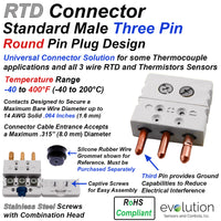 RTD Connector Standard 3 Pin Male