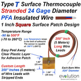 T Type Surface Thermocouple with 5 Meters of 24 Gage Stranded Leads
