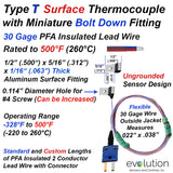Type T Surface Thermocouple with Miniature Bolt-On Fitting 