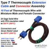 Type T Thermocouple Extension Cable 10 ft Long