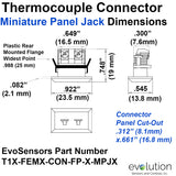 Type T Thermocouple Connector - Miniature Panel Jack Design