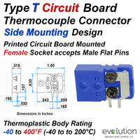 Type T Circuit Board Side Mounting Thermocouple Connector