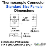 Type T Thermocouple Connectors Standard Size Female Dimensions