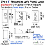 Type T Standard Size Thermocouple Panel Jack with Nylon Mounting Bracket Dimensions