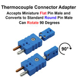 Type T Thermocouple Connector Adapter - Miniature Female to Standard Male 90 Degrees