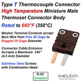 Type T Miniature High Temperature Thermoset Male Thermocouple Connector