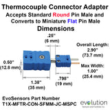 Type T Thermocouple Connector Adapter Dimensions