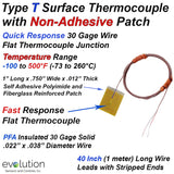 Type T Surface Thermocouple Non-Adhesive Patch Design with 3 ft leads
