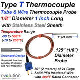 Type T Thermocouple Probe Tube and Wire Design with Miniature Connector