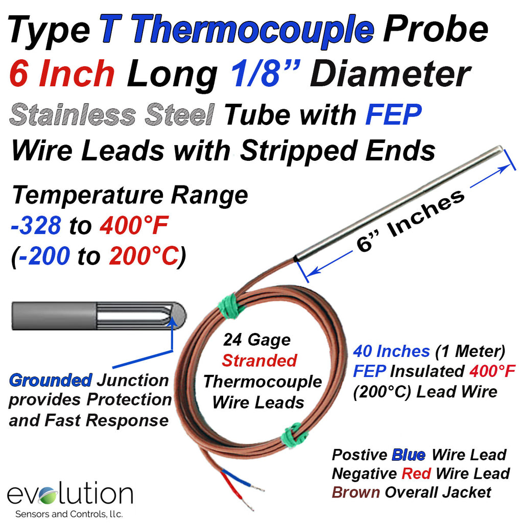 Type T Thermocouple Probe 1/8