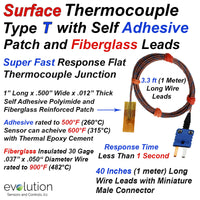 Surface Thermocouple Type T Fast Response with Surface Mount Adhesive Patch