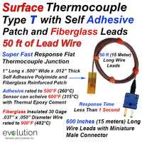 Type T Surface Thermocouple - 50 ft of Lead Wire