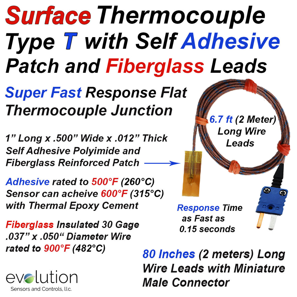 Type T Fast Response Surface Thermocouple with 80 inches of Lead Wire