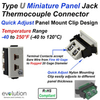Type U Miniature Panel Jack Thermocouple Connector