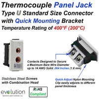 Type U Standard Size Panel Jack Thermocouple Connectors